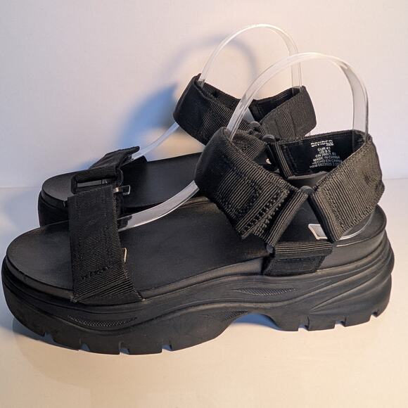 H&M DIVIDED Black Lug Platform Sandals Size EU 41 / US 9.5-10 - Picture 8 of 15